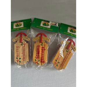 VTG decorative wooden sled Christmas ornaments.